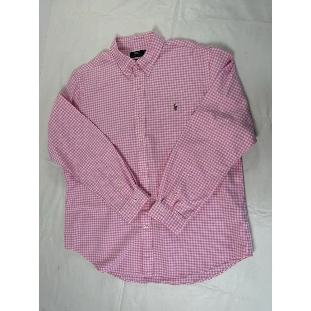 Polo Ralph Lauren Oxford Shirt Men's 2XL Pink Gingham Check Classic Fit XXL